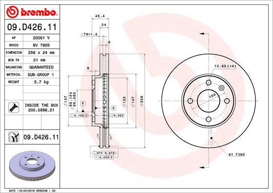 Brembo 09.D426.11 - Kočioni disk www.molydon.hr