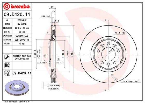 Brembo 09.D420.11 - Kočioni disk www.molydon.hr