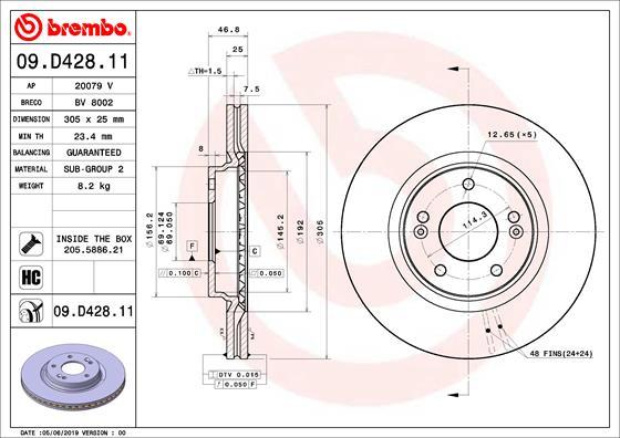 Brembo 09.D428.11 - Kočioni disk www.molydon.hr