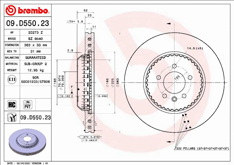 Brembo 09.D550.23 - Kočioni disk www.molydon.hr