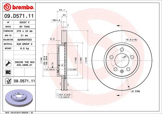 Brembo 09.D571.11 - Kočioni disk www.molydon.hr