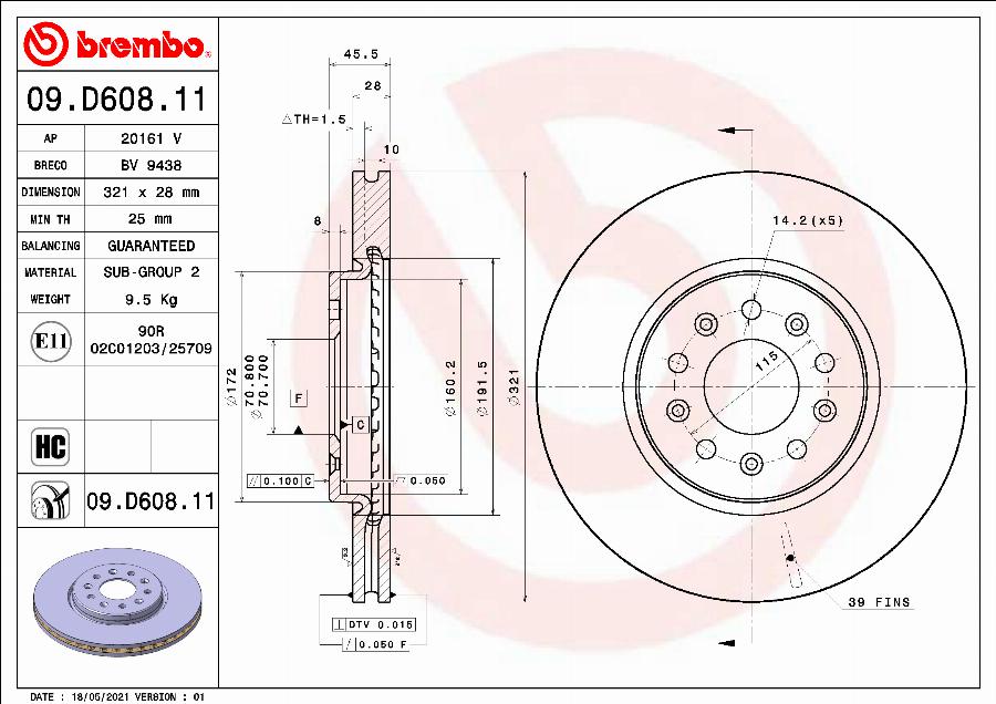 Brembo 09.D608.11 - Kočioni disk www.molydon.hr