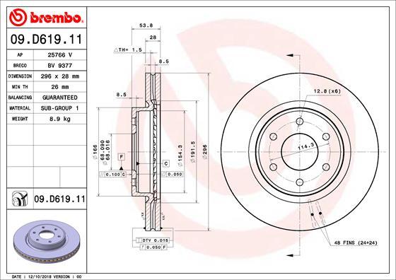 Brembo 09.D619.11 - Kočioni disk www.molydon.hr