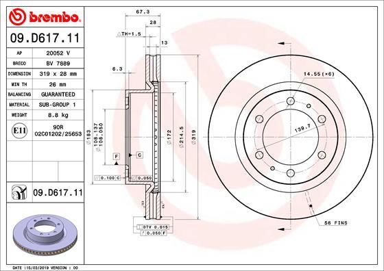 Brembo 09.D617.11 - Kočioni disk www.molydon.hr