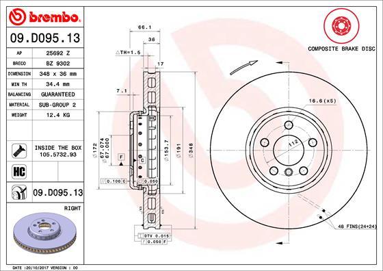 Brembo 09.D095.13 - Kočioni disk www.molydon.hr