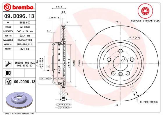 Brembo 09.D096.13 - Kočioni disk www.molydon.hr