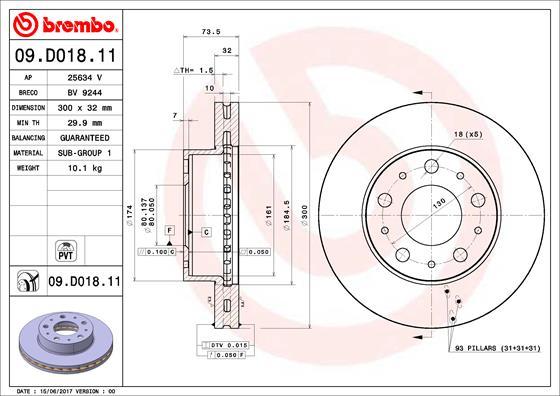 Brembo 09.D018.11 - Kočioni disk www.molydon.hr