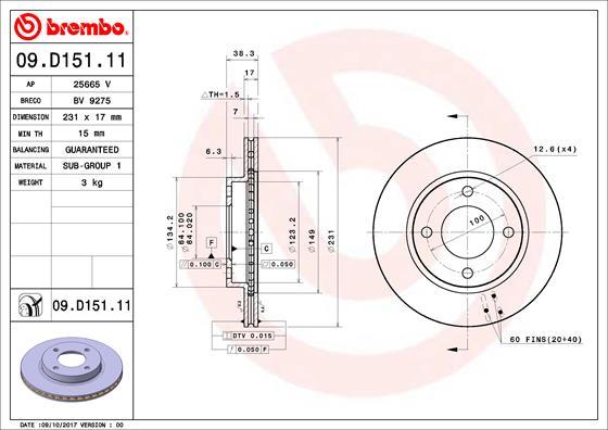 Brembo 09.D151.11 - Kočioni disk www.molydon.hr