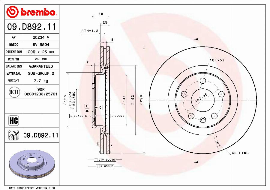 Brembo 09.D892.11 - Kočioni disk www.molydon.hr