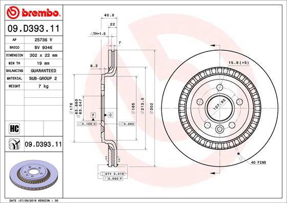 Brembo 09.D393.11 - Kočioni disk www.molydon.hr