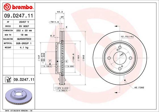 Brembo 09.D247.11 - Kočioni disk www.molydon.hr