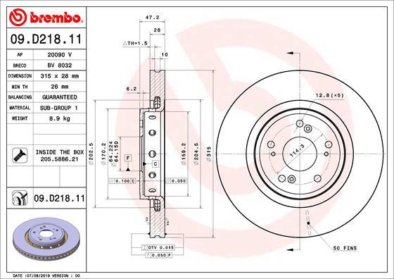 Brembo 09.D218.11 - Kočioni disk www.molydon.hr