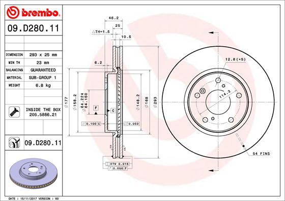 Brembo 09.D280.11 - Kočioni disk www.molydon.hr