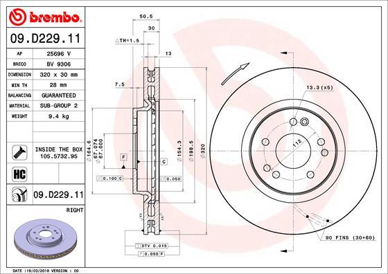 Brembo 09.D229.11 - Kočioni disk www.molydon.hr