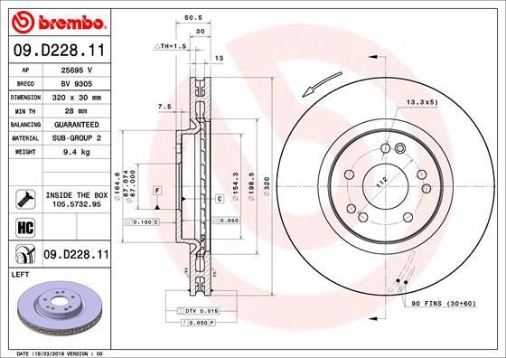 Brembo 09.D228.11 - Kočioni disk www.molydon.hr