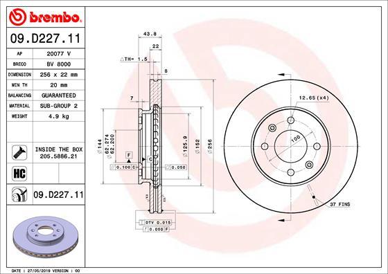 Brembo 09.D227.11 - Kočioni disk www.molydon.hr