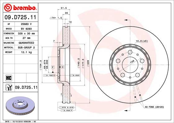 Brembo 09.D725.11 - Kočioni disk www.molydon.hr