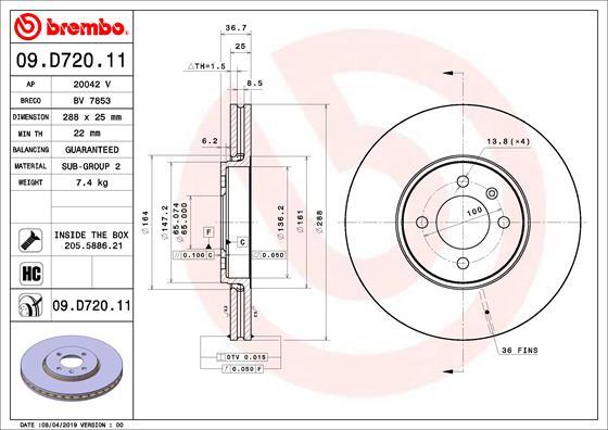 Brembo 09.D720.11 - Kočioni disk www.molydon.hr