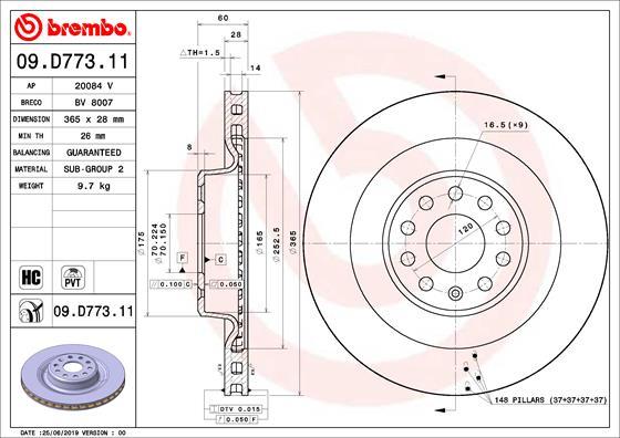 Brembo 09.D773.11 - Kočioni disk www.molydon.hr