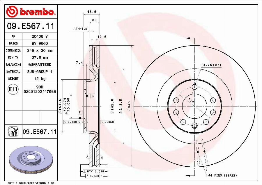 Brembo 09.E567.11 - Kočioni disk www.molydon.hr