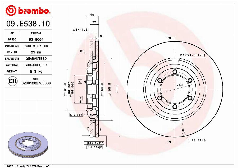 Brembo 09.E538.10 - Kočioni disk www.molydon.hr