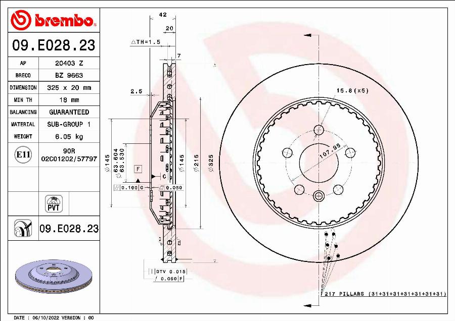 Brembo 09.E028.23 - Kočioni disk www.molydon.hr