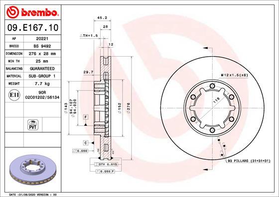 Brembo 09.E167.10 - Kočioni disk www.molydon.hr