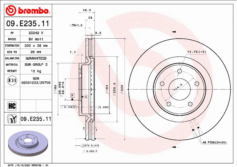 Brembo 09.E235.11 - Kočioni disk www.molydon.hr