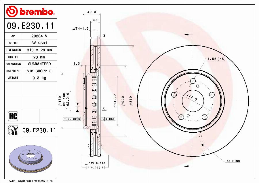 Brembo 09.E230.11 - Kočioni disk www.molydon.hr