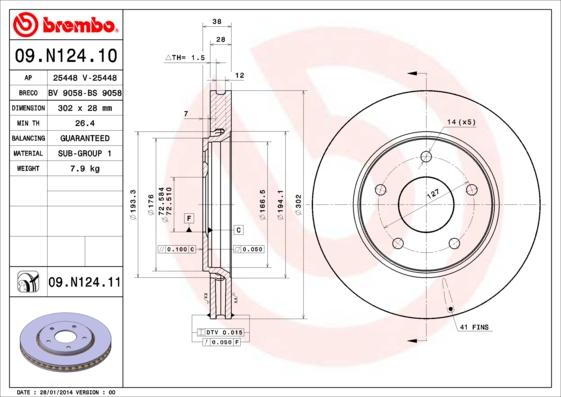 Brembo 09.N124.10 - Kočioni disk www.molydon.hr