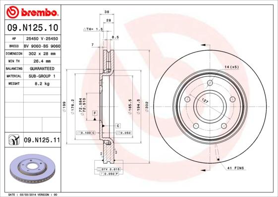 Brembo 09.N125.10 - Kočioni disk www.molydon.hr