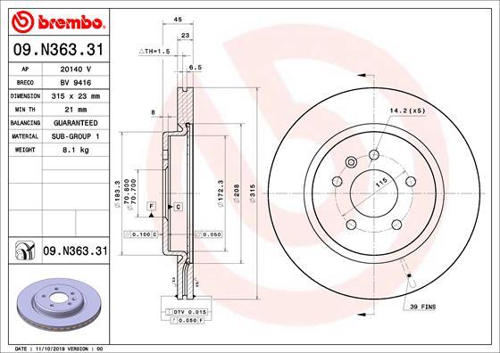 Brembo 09.N363.31 - Kočioni disk www.molydon.hr