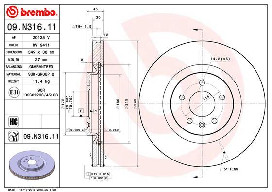 Brembo 09.N316.11 - Kočioni disk www.molydon.hr