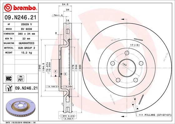 Brembo 09.N246.21 - Kočioni disk www.molydon.hr