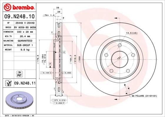 Brembo 09.N248.11 - Kočioni disk www.molydon.hr