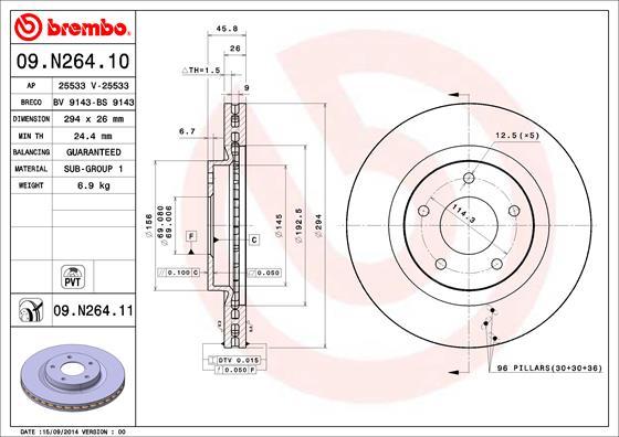 Brembo 09.N264.11 - Kočioni disk www.molydon.hr