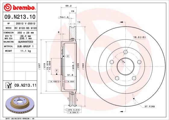 Brembo 09.N213.11 - Kočioni disk www.molydon.hr