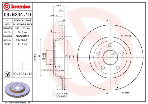 Brembo 09.N234.11 - Kočioni disk www.molydon.hr