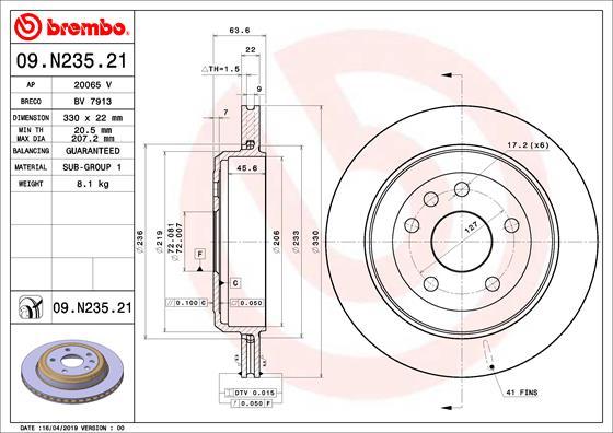 Brembo 09.N235.21 - Kočioni disk www.molydon.hr