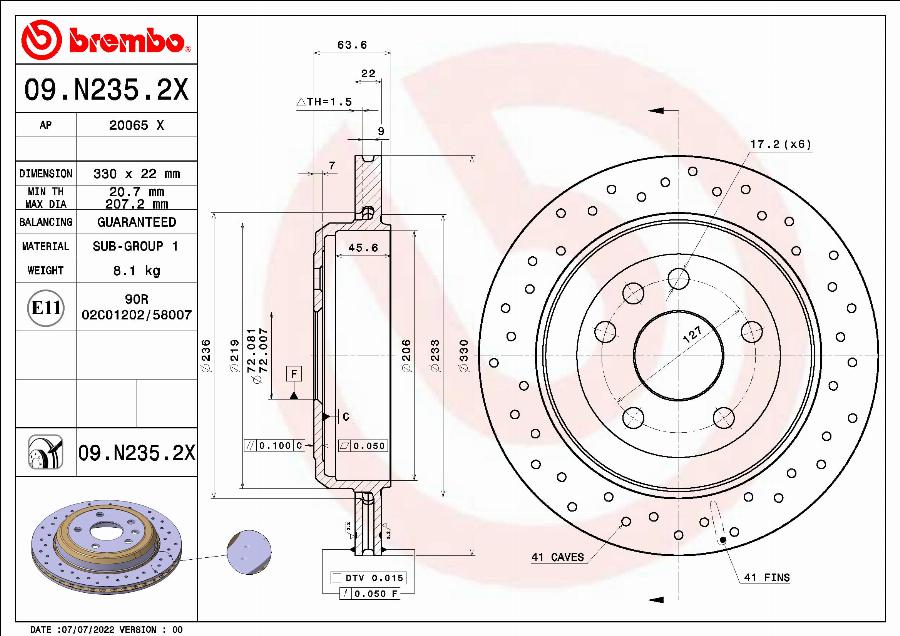 Brembo 09.N235.2X - Kočioni disk www.molydon.hr