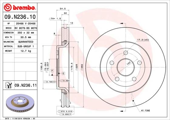 Brembo 09.N236.11 - Kočioni disk www.molydon.hr