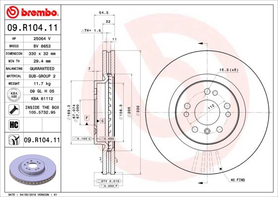 Brembo 09.R104.11 - Kočioni disk www.molydon.hr