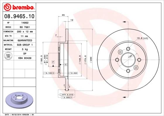 Brembo 08.9465.10 - Kočioni disk www.molydon.hr