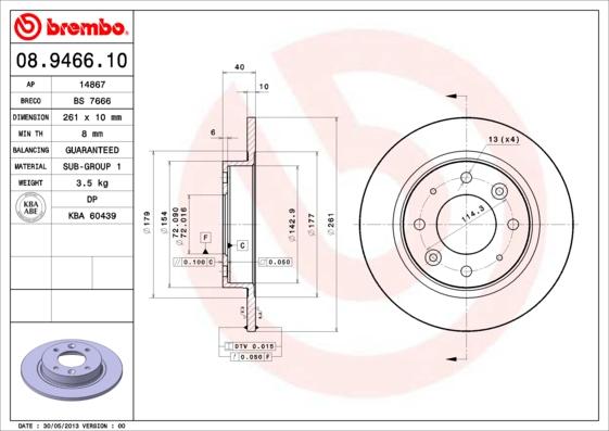 Brembo 08.9466.10 - Kočioni disk www.molydon.hr