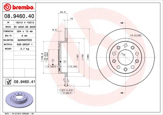 Brembo 08.9460.41 - Kočioni disk www.molydon.hr