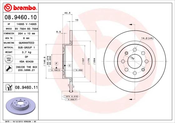 Brembo 08.9460.10 - Kočioni disk www.molydon.hr