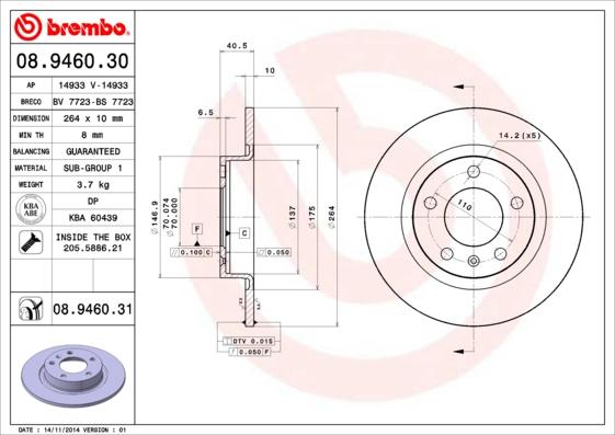 Brembo 08.9460.31 - Kočioni disk www.molydon.hr