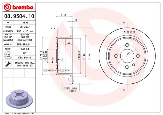 Brembo 08.9504.10 - Kočioni disk www.molydon.hr