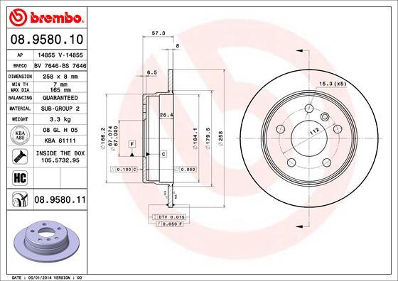 Brembo 08.9580.10 - Kočioni disk www.molydon.hr