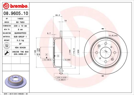 Brembo 08.9605.10 - Kočioni disk www.molydon.hr